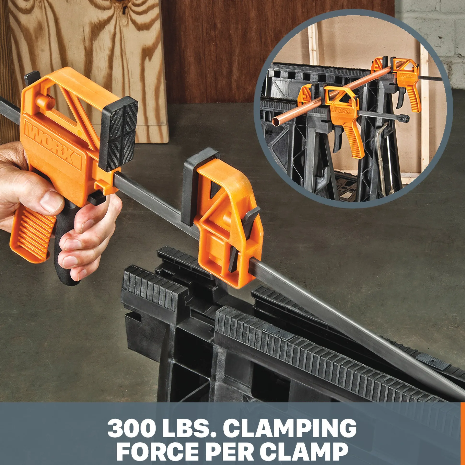 Worx Clamping Sawhorses (Set of 2) with Bar Clamps