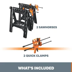 Worx Clamping Sawhorses (Set of 2) with Bar Clamps